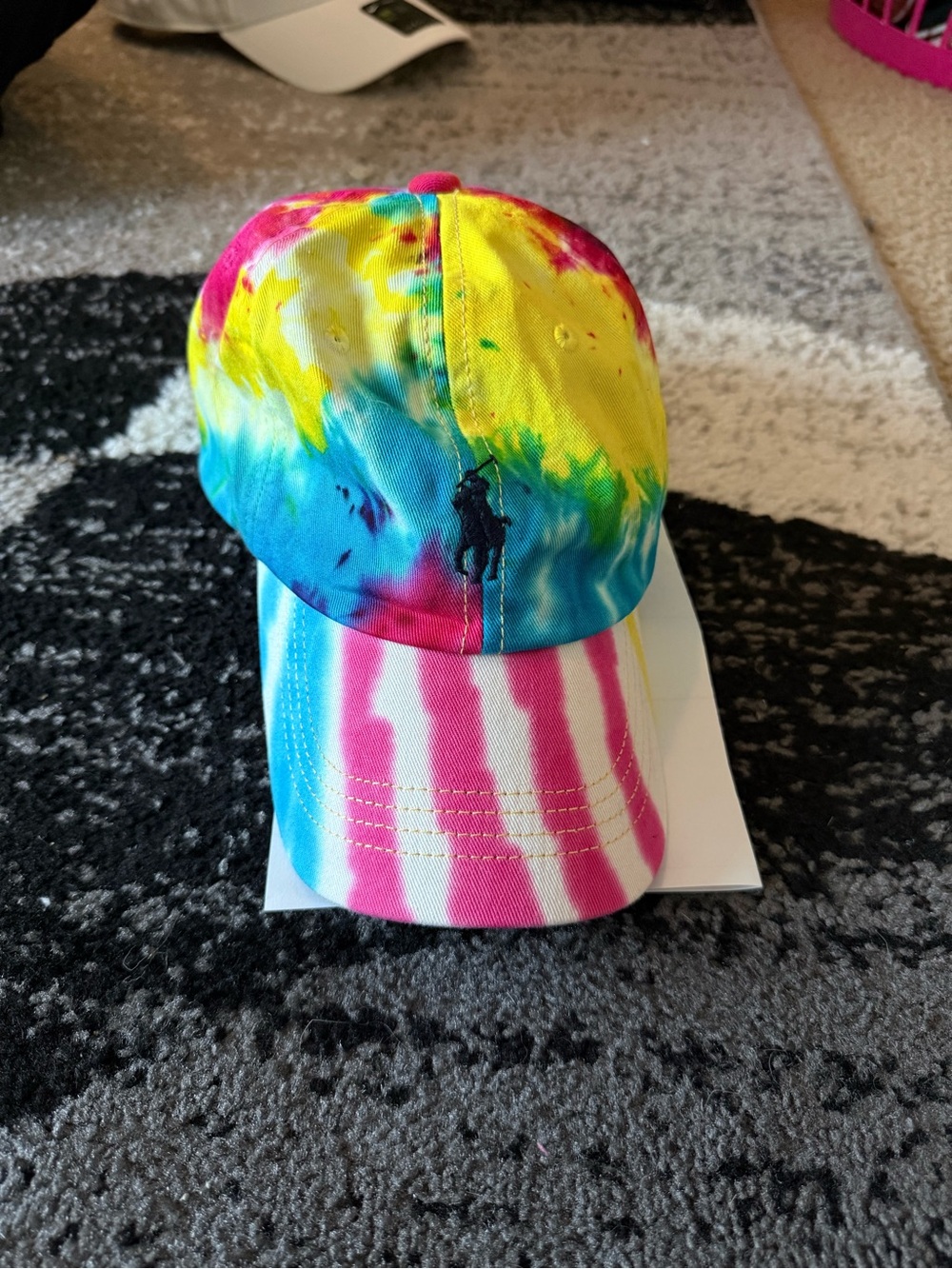 Ralph Lauren Tie-Dye Polo Cap in Yellow, Blue & Pink